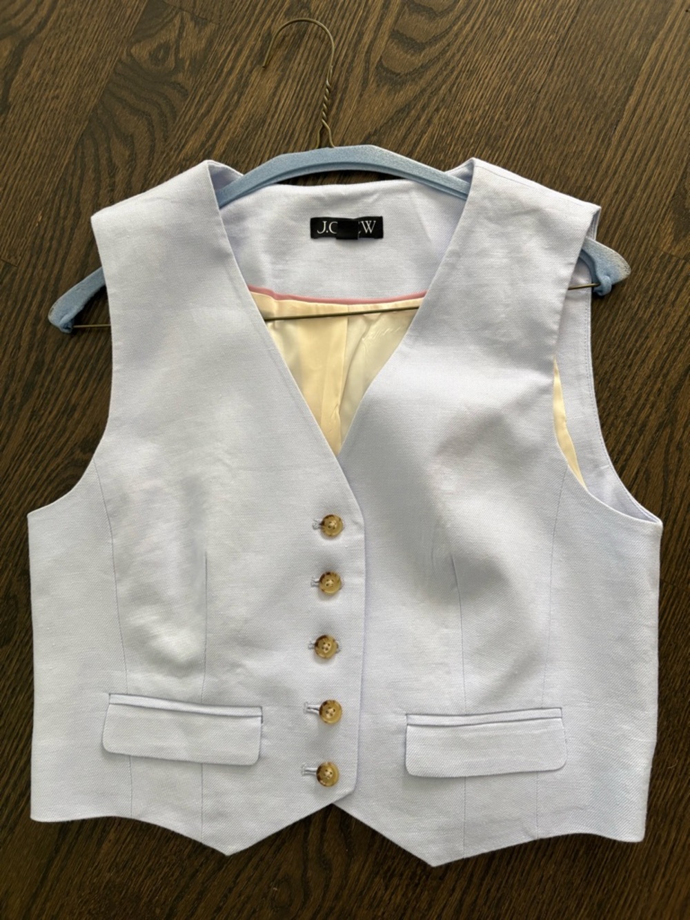 J. Crew Pale Lavender Linen Buttoned Vest